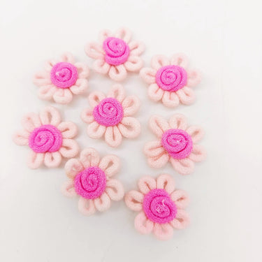 Pink Floral Applique, Flower Motifs x 5